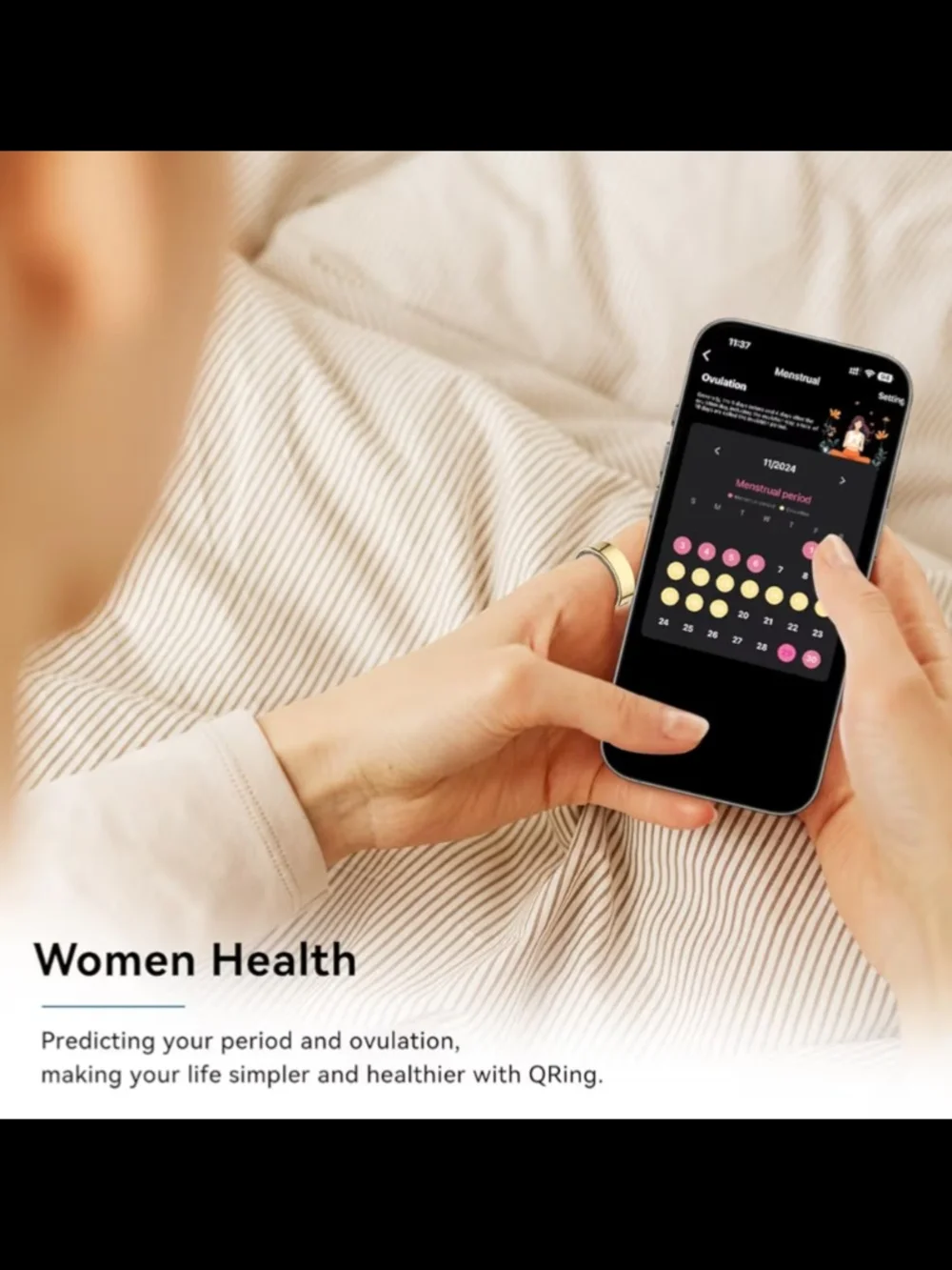 Smart Ring Health Tracking For Both Men And Women Polished Gold #7